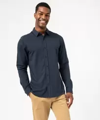 Chemise manches longues en coton extensible homme offre à 19,99€ sur Gémo