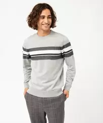 Pull en maille fine à bandes texturées homme offre à 16,49€ sur Gémo