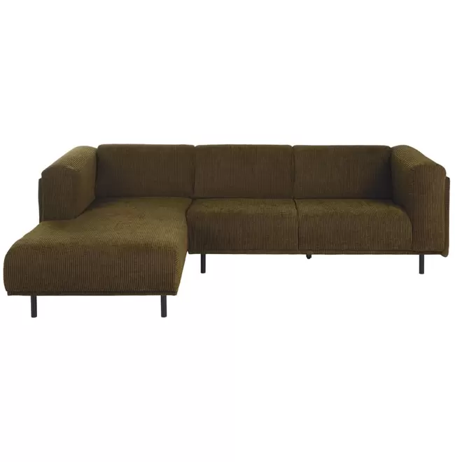 Canapé d'angle gauche 3/4 places en velours côtelé vert foncé offre à 1199€ sur Maisons du Monde