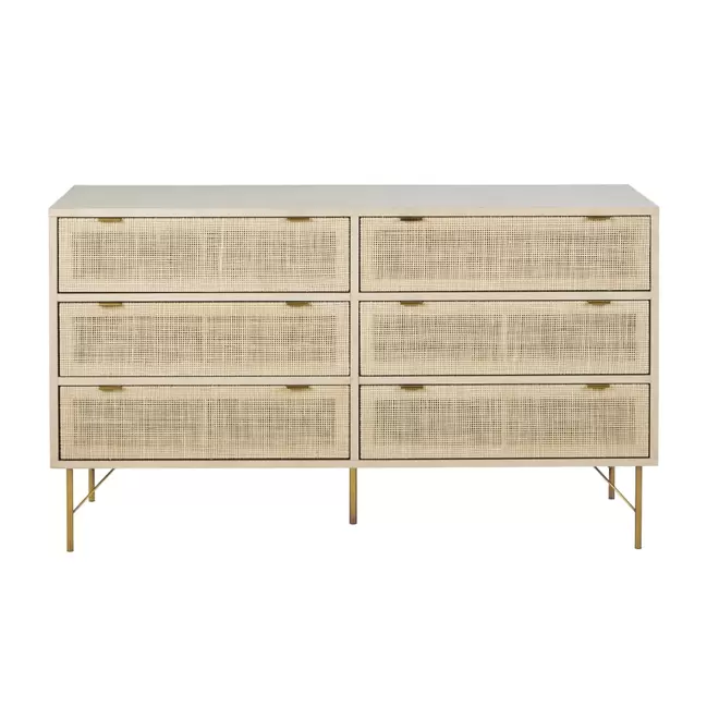 Commode double 6 tiroirs cannage en rotin offre à 499€ sur Maisons du Monde