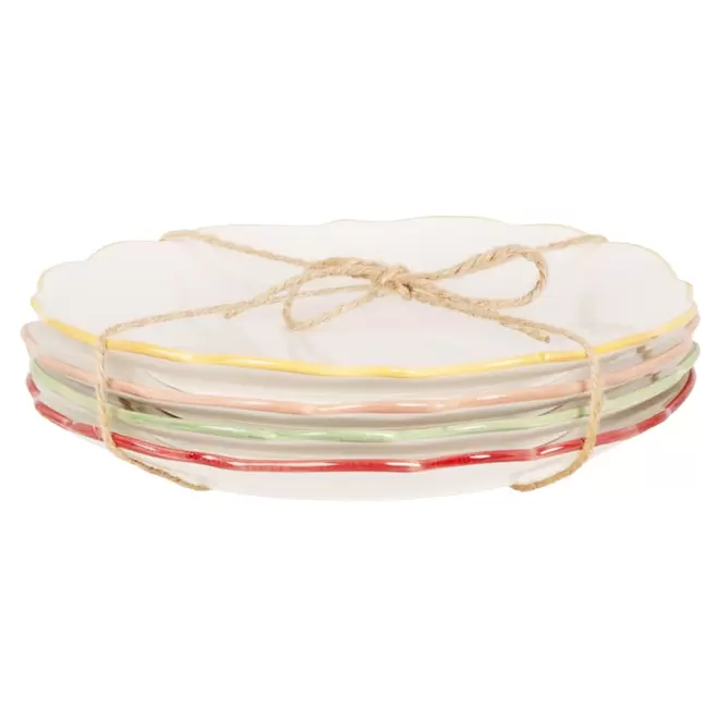 Assiettes à dessert (x4) en grès blanc liseré multicolore offre à 19,99€ sur Maisons du Monde