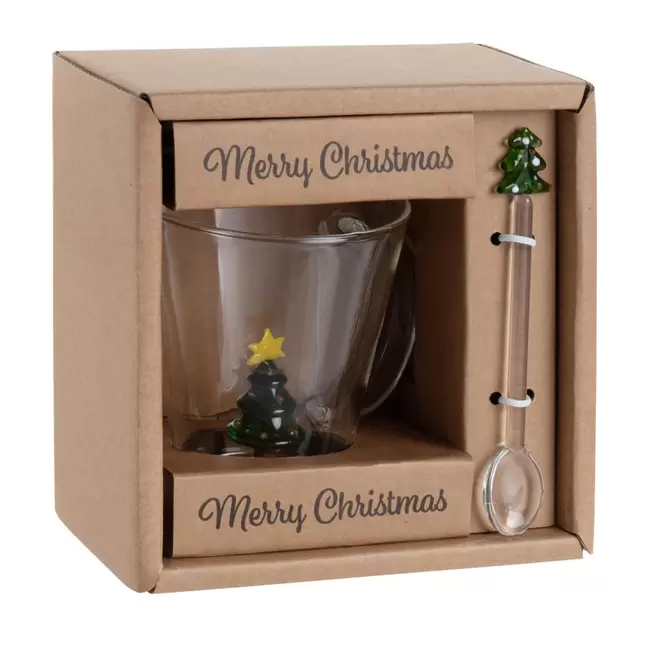 Coffret mug en verre transparent motif sapin et cuillère offre à 10,99€ sur Maisons du Monde