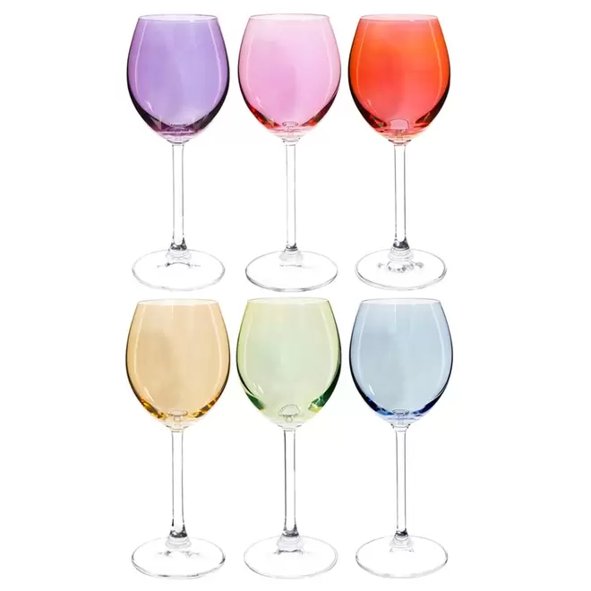 Coffret 6 verres à pied en verre multicolore COLORAMA offre à 36,99€ sur Maisons du Monde