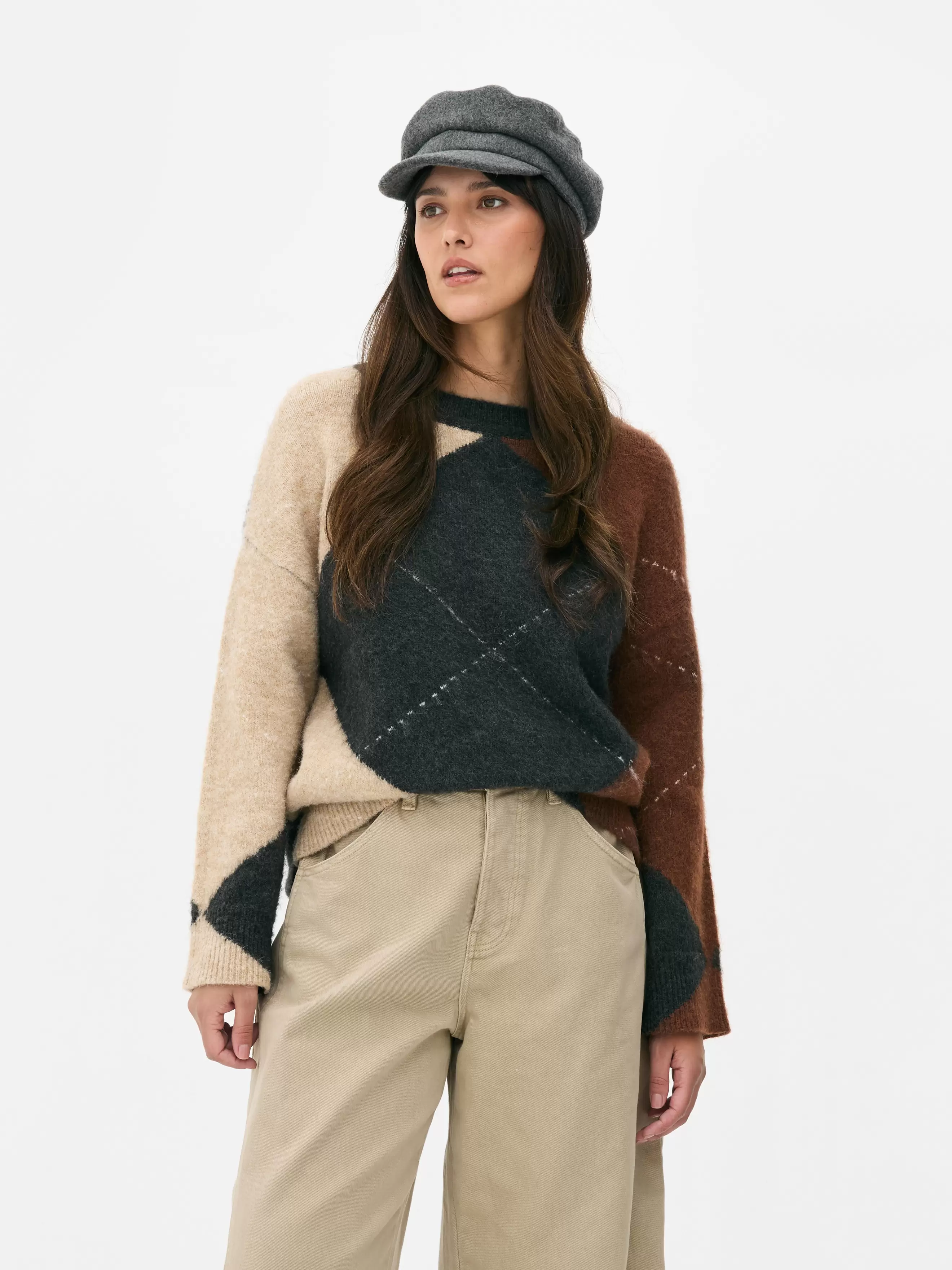 Pull oversize à motif argyle Paula Echevarría offre à 19€ sur Primark