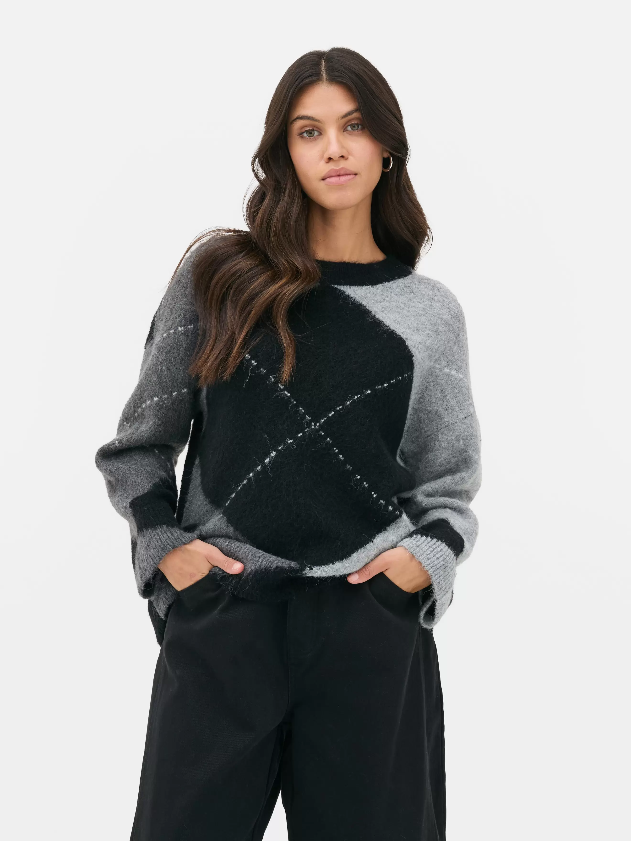 Pull oversize à motif argyle Paula Echevarría offre à 19€ sur Primark