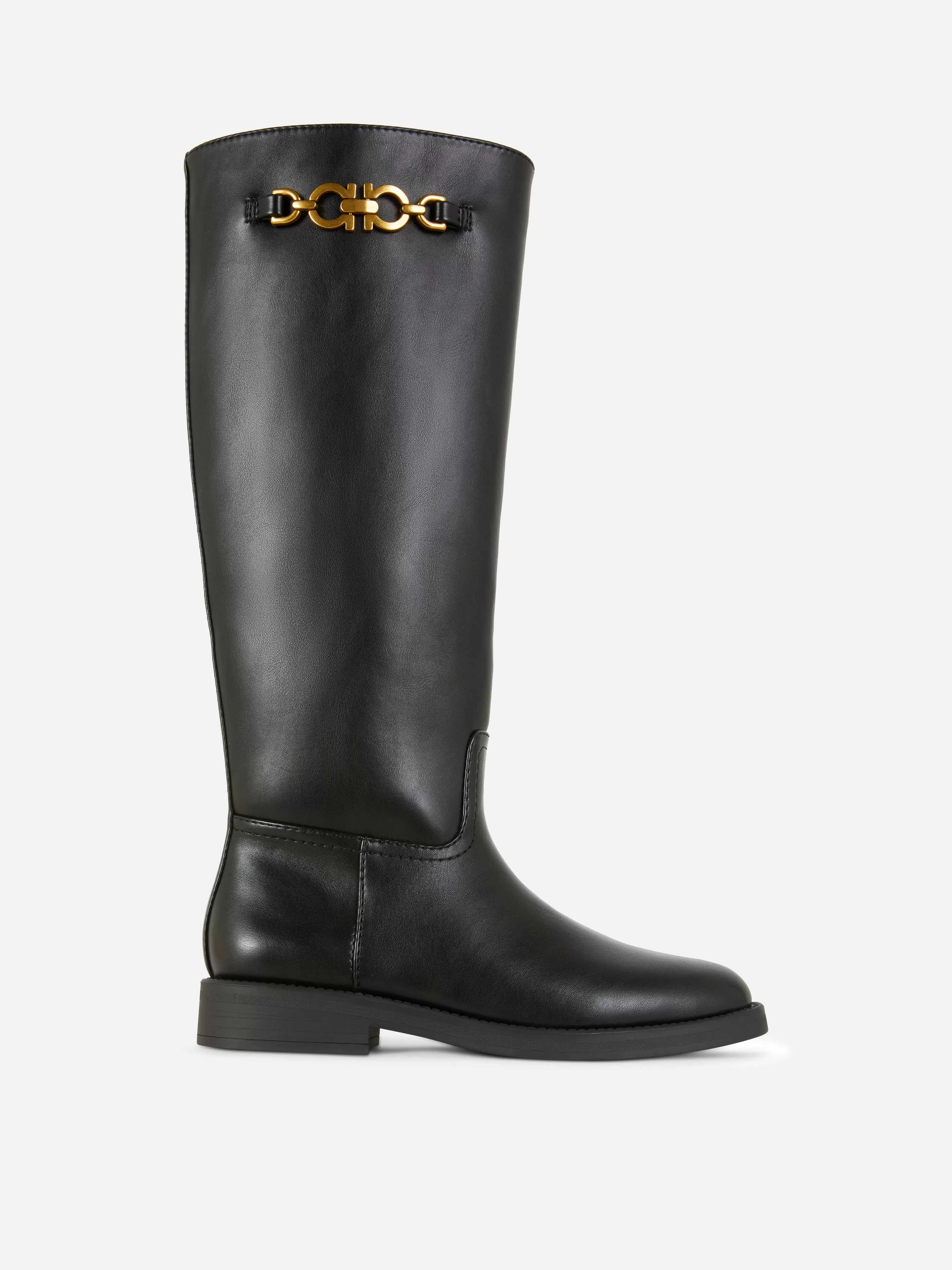 Bottes cavalières à détail chaîne — Pointure large offre à 28€ sur Primark