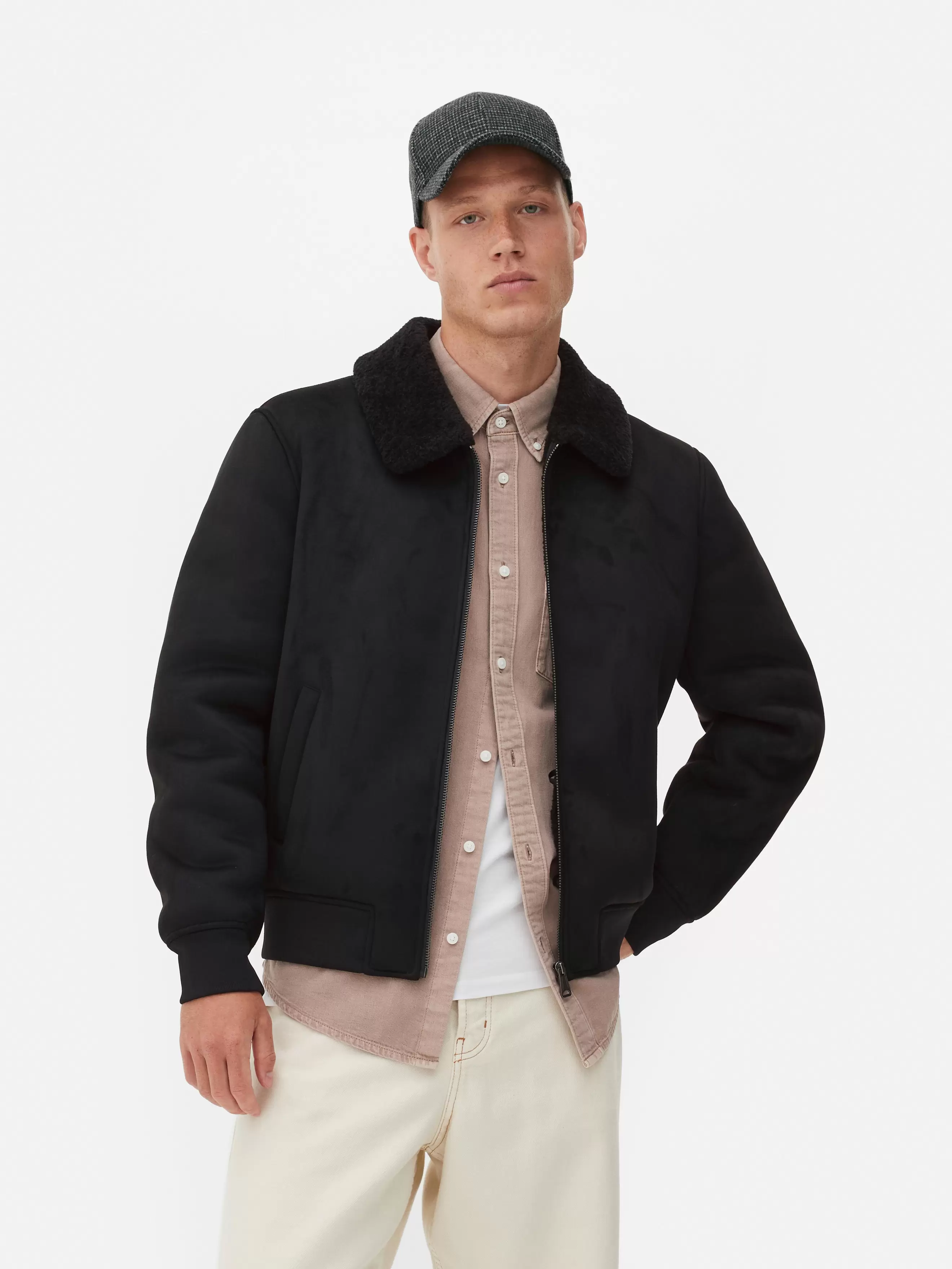 Veste en suédine à col effet mouton retourné offre à 40€ sur Primark