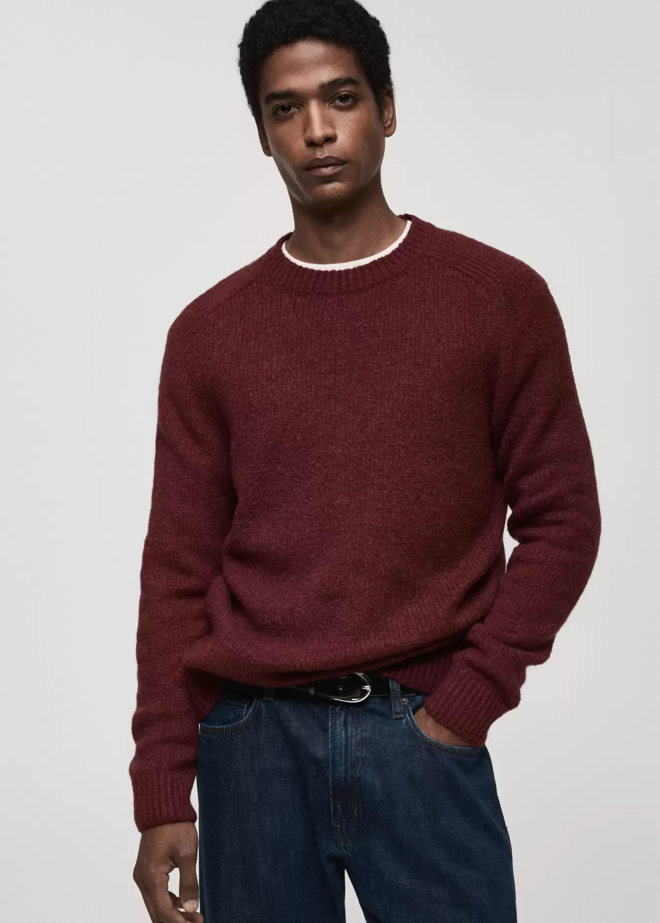 Pull-over maille laine et coton mélangés offre à 45,99€ sur Mango