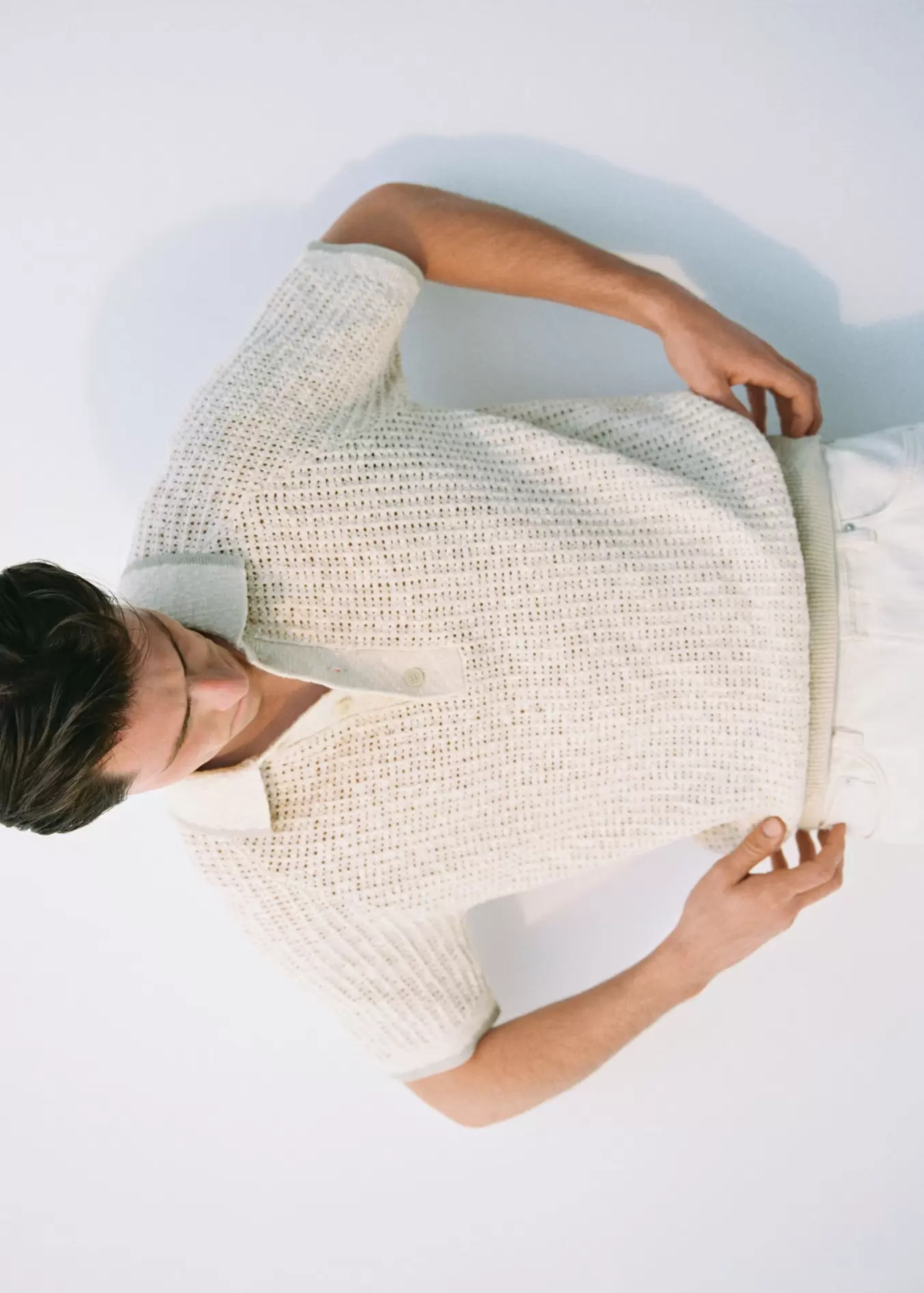 Polo maille ajourée coton offre à 45,99€ sur Mango