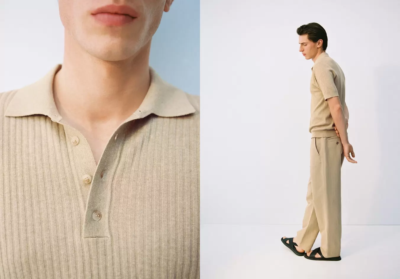Polo coton mélangé maille côtelée offre à 39,99€ sur Mango