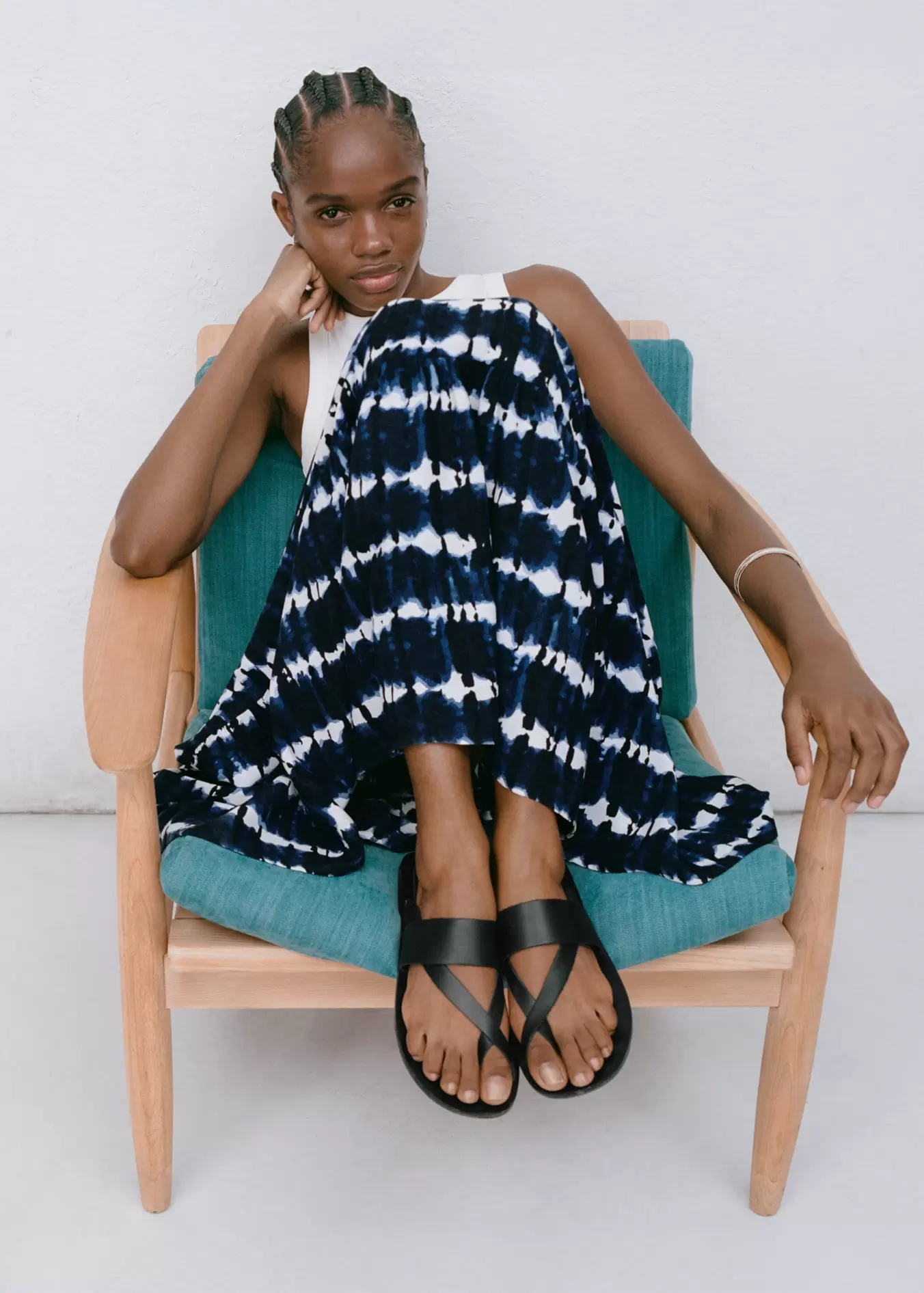Sandales lanières cuir offre à 39,99€ sur Mango