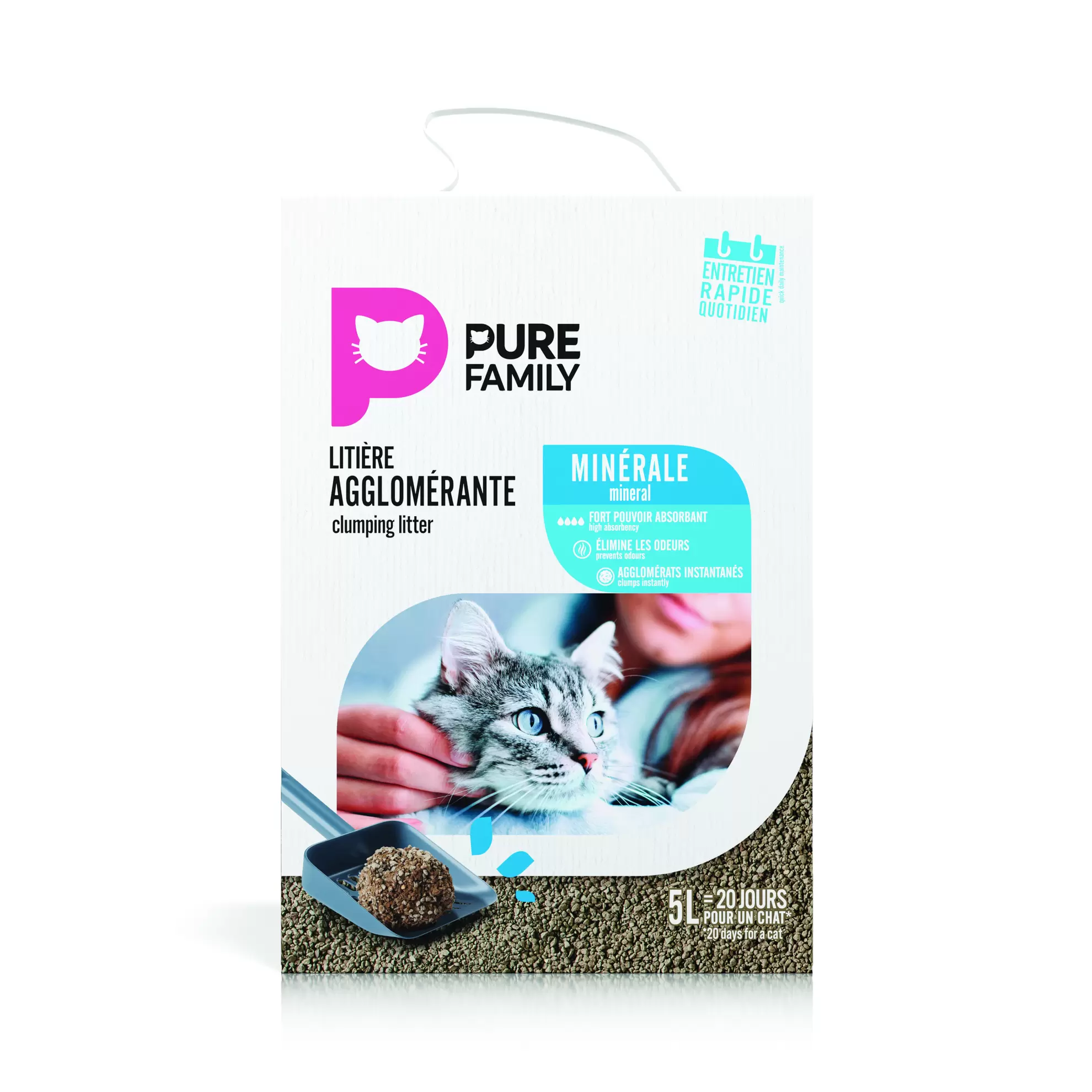 Pure Family - Litière Agglomérante Minérale 5 L offre à 4,95€ sur Jardiland