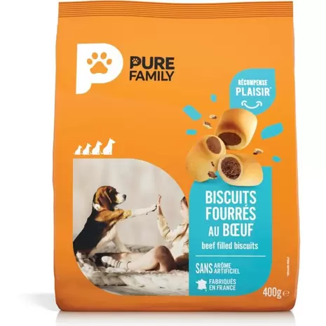 Biscuits fourrés à la viande pour chien Pure Family offre à 4,35€ sur Jardiland