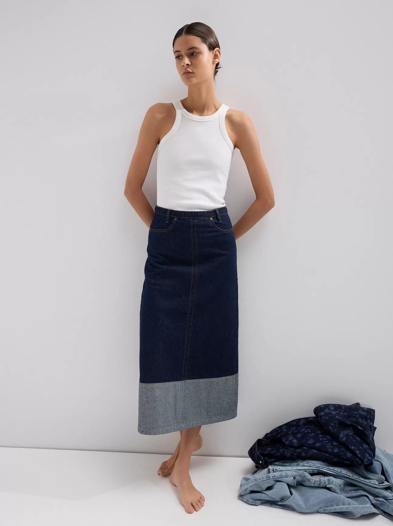 Denim midi skirt offre à 49,99€ sur Parfois