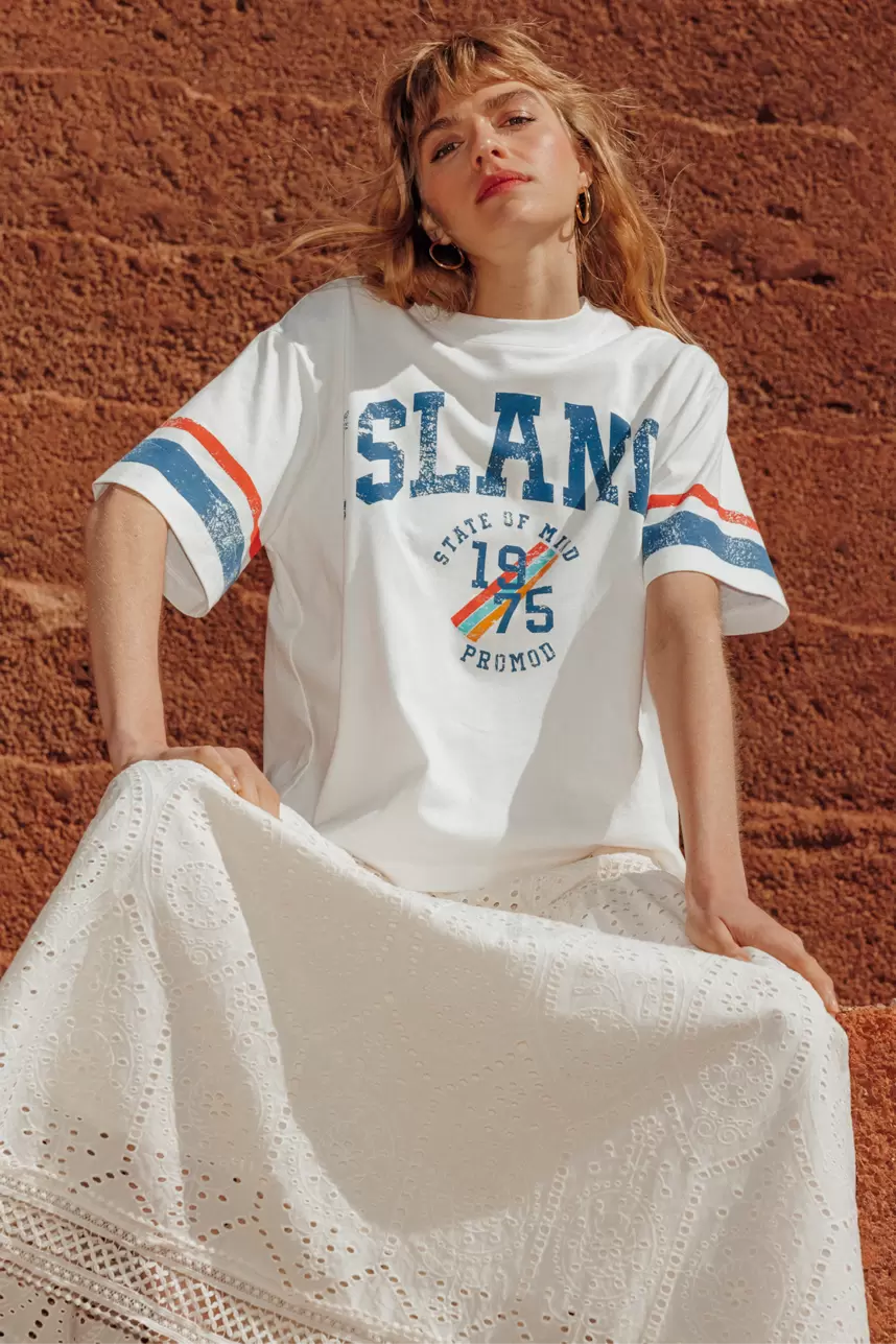 T-shirt campus oversize Femme offre à 22,99€ sur Promod