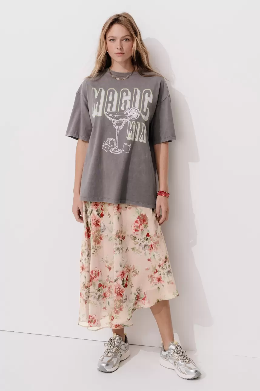 Jupe midi asymétrique imprimée offre à 45,99€ sur Promod