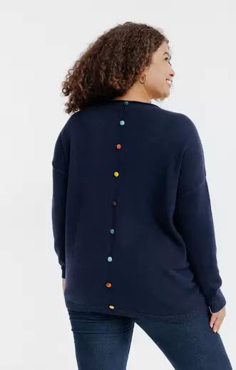 Pull jauge fine col rond avec boutons offre à 55,95€ sur Toscane