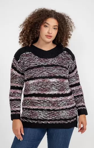 Pull bi matiere avec rayures chenille offre à 59,95€ sur Toscane