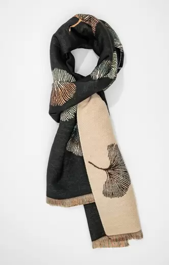 Foulard chaud noir motif gingko offre à 24,95€ sur Toscane