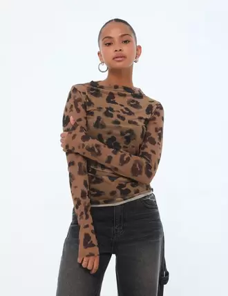 Top en mesh léopard camel offre à 19,99€ sur Jennyfer