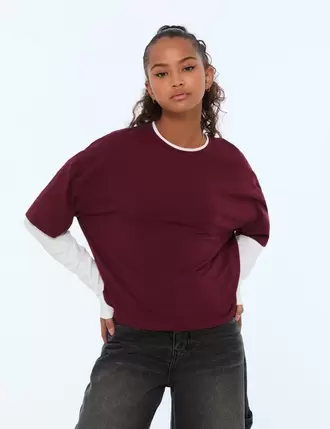 T-shirt doublé prune offre à 15,99€ sur Jennyfer