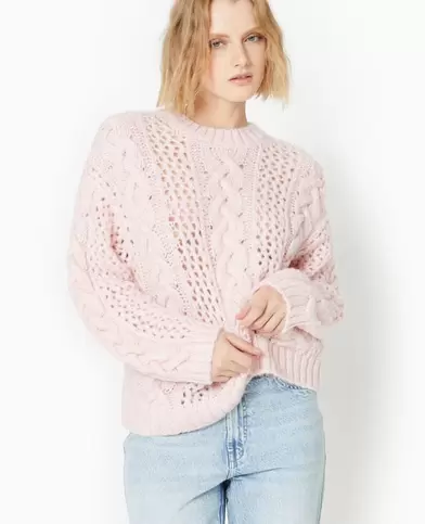 Pull en maille ajourée et torsadée offre à 35,99€ sur Pimkie