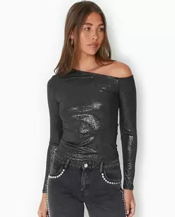 Top one shoulder en maille pailletée offre à 15,99€ sur Pimkie