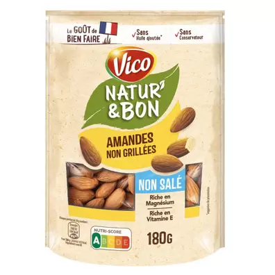 Amandes non grillées non salées offre à 5,67€ sur franprix