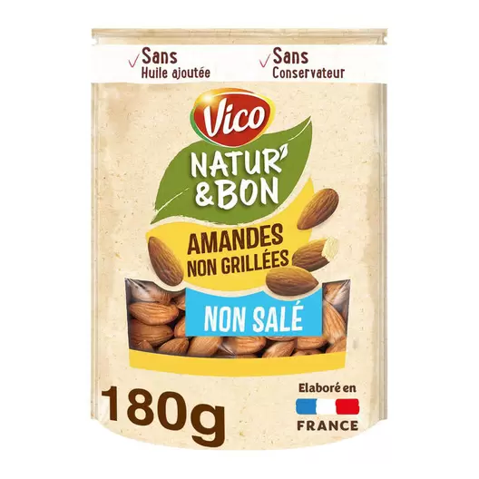 Amandes non grillées non salées offre à 5,67€ sur franprix