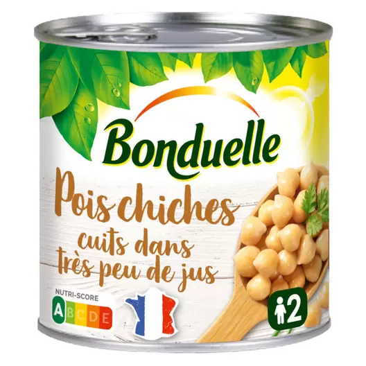 Pois chiches cuits dans très peu de jus offre à 1,85€ sur franprix