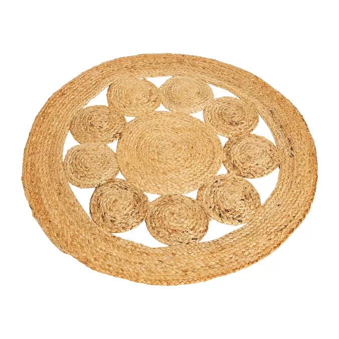 Tapis rond jute rosace D 80cm offre à 9,99€ sur Centrakor