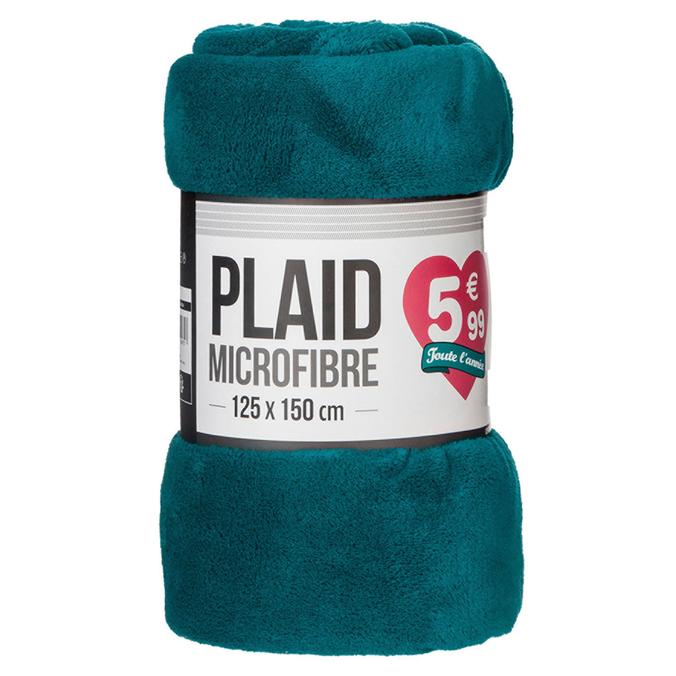 Plaid microfibre polyester bleu canard 125x150cm offre à 5,99€ sur Centrakor