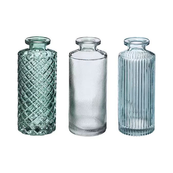 Lot de 3 soliflores verre bleu vert 5.4x13.2cm offre à 4,99€ sur Centrakor