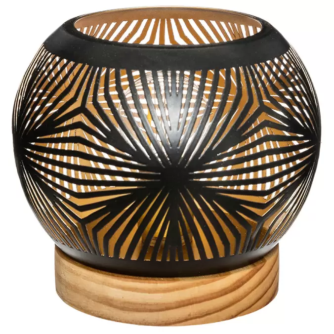 Lampe à poser boule noir bois 14.5x13.5cm offre à 8,99€ sur Centrakor