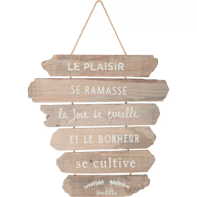 Décoration murale à suspendre panneau bois 28x38cm offre à 9,99€ sur Centrakor