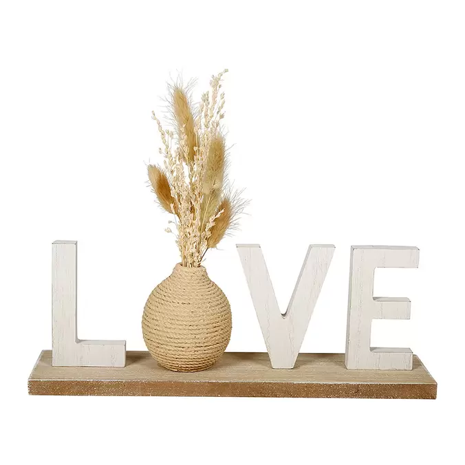 Déco à poser LOVE avec fleurs séchées 30x24.5cm offre à 14,99€ sur Centrakor