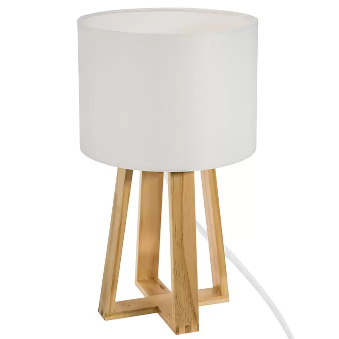 Lampe à poser bois abat-jour blanc H 34.5cm offre à 15,99€ sur Centrakor