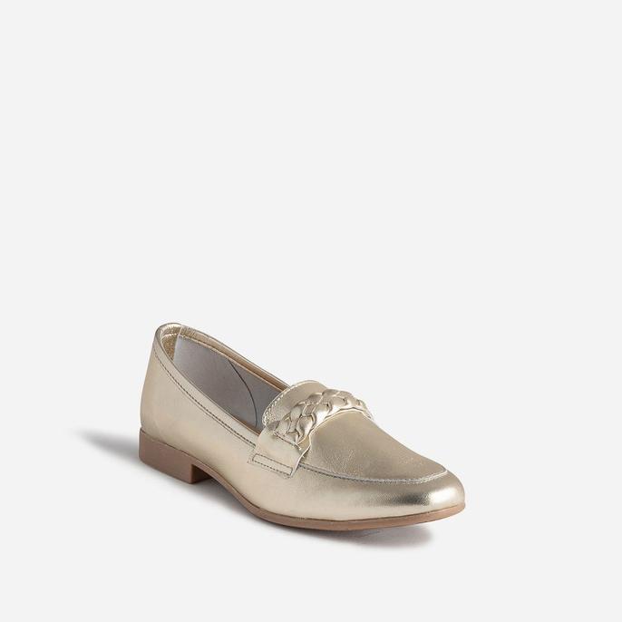 Mocassin doré en cuir avec patte tressée offre à 55,99€ sur Eram