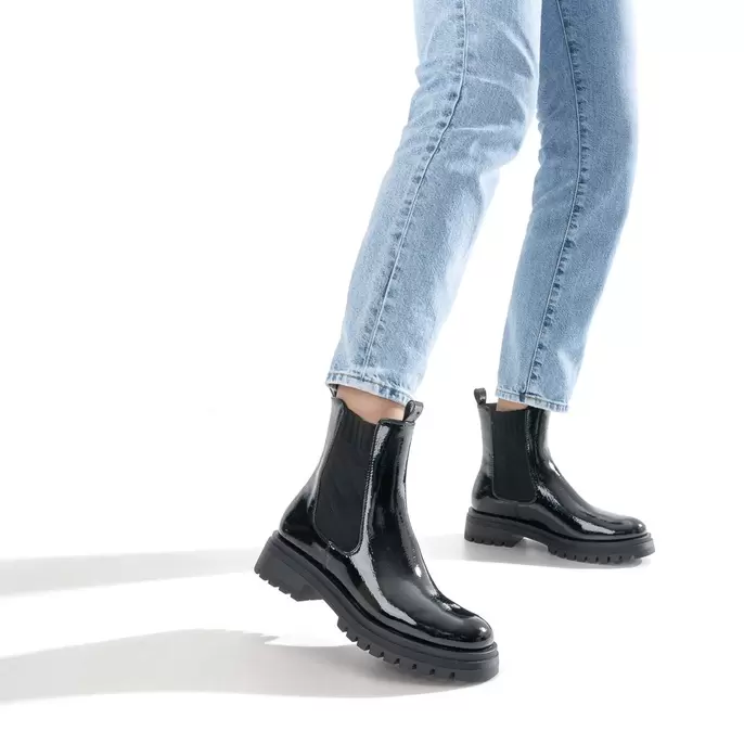 Cheslea boots TEXTO noir verni éco-conçu offre à 55,99€ sur Eram