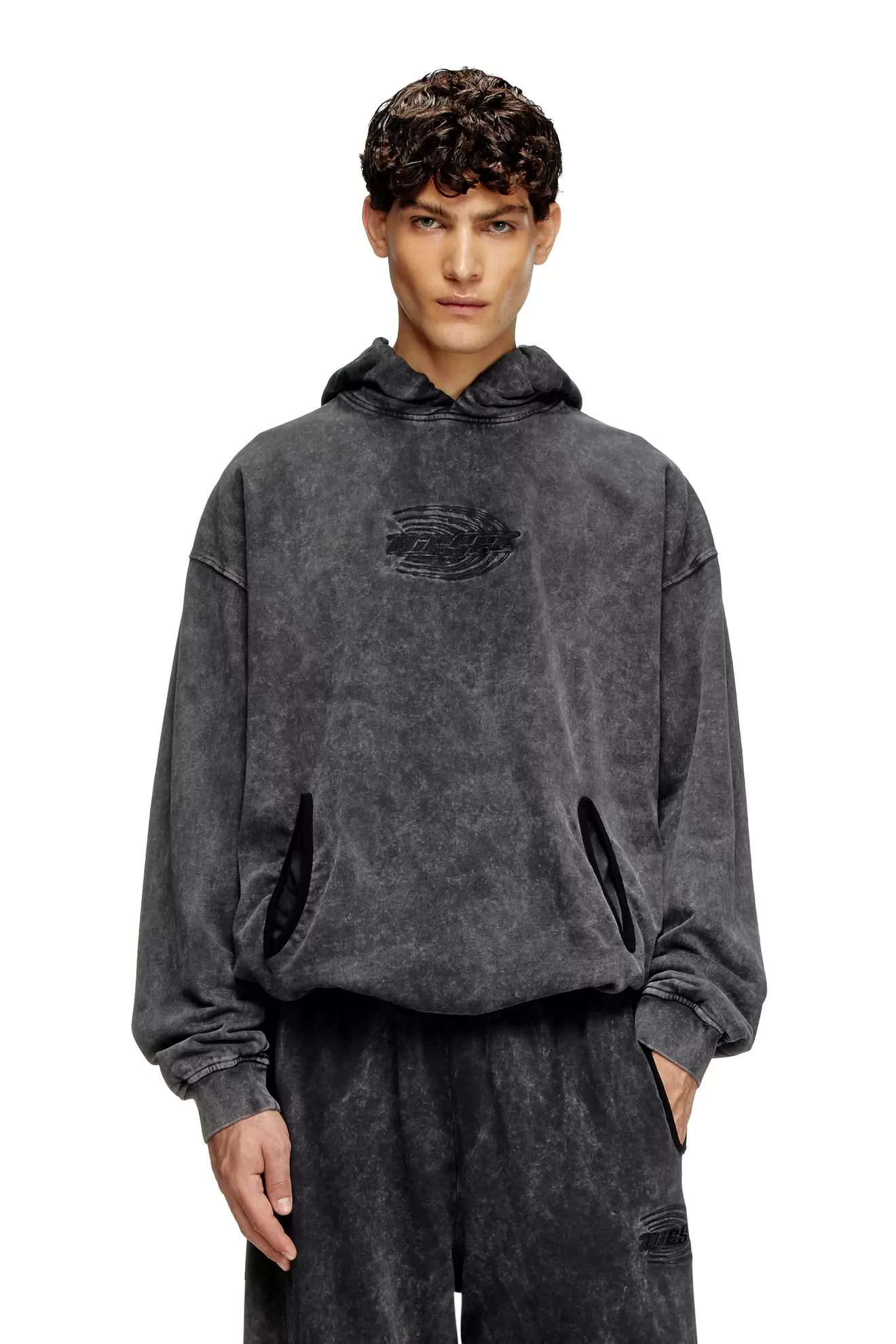 Sweat-shirt à capuche froncé et délavé à l'acide offre à 295€ sur Diesel