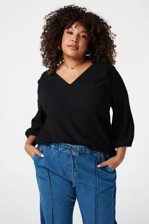 Haut avec manches bouffantes trois quarts offre à 18,89€ sur MS Mode