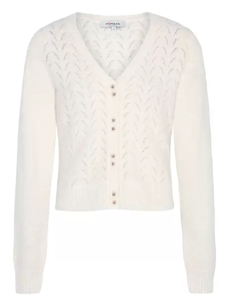 Gilet écru uni à maille fantaisie avec une... offre à 27€ sur CCV