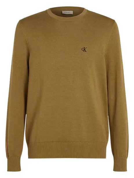 Pull en coton kaki uni en maille avec une... offre à 89,9€ sur CCV