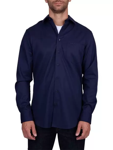 Chemise en coton marine unie avec une... offre à 79,9€ sur CCV