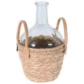 Vase jarre en verre et osier Olda - Diam 20 x H 31 cm - Naturel offre à 13,7€ sur Oogarden