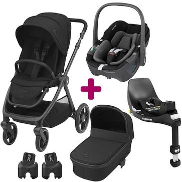 Pack poussette trio Oxford + nacelle Oria + coque Pebble 360 Essential Black + base familyfix 360 de Maxi Cosi offre à 1109,95€ sur autour de bébé