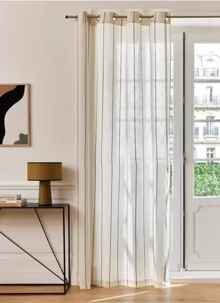 RIDEAU EN COTON LÉGER TAMISANT À RAYURES offre à 49,99€ sur Bouchara