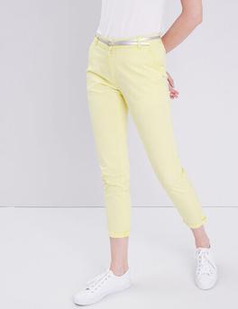Pantalon chino droit jaune pastel femme offre à 39,99€ sur Bréal