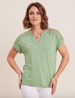 T-shirt manches courtes vert olive femme offre à 25,99€ sur Bréal