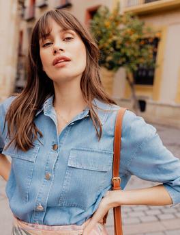 Chemise manches longues jean denim bleach femme offre à 49,99€ sur Bréal